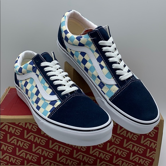 VANS OLD SKOOL CHECKERBOARD Blue Topaz men’s - Picture 4 of 16